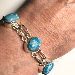 Larimar 925 Sterling Silver Bracelet